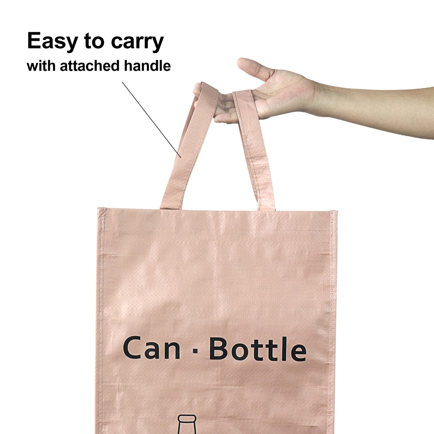 JIALAI HOME Separate Recycling Waste Bin Bags for Kitchen Home - 42 Gallon Recycling Bins (Pink, Green, Gray) Waste Trash Sorting Organizer, Reusable Waterproof, Pack of 3 Bags