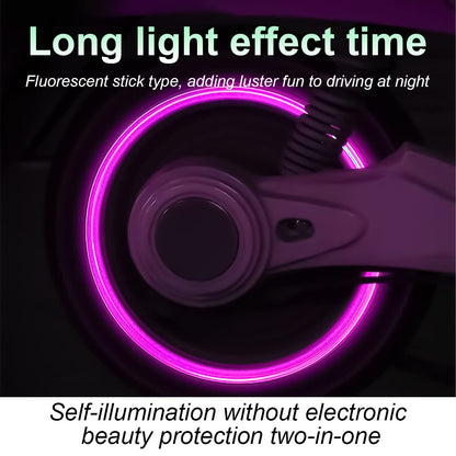 12PCS Fluorescent Car Tire Valve Stem Caps, Auto Corrosion Resistant Wheel Valve Cover, Luminous Illuminated Glow in The Dark, Car Decor Accessories Universal for SUV, Trucks, Car (Pink)