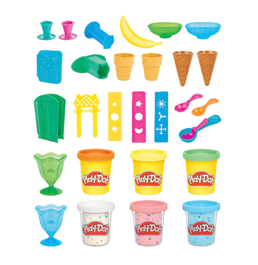 Play Doh Kitchen Creations Ice Cream Party Set with 22 Tools & 6 Colors, 2-Ounce Cans, Back to School Classroom Supplies, Preschool Toys, Ages +3 (Amazon Exclusive)