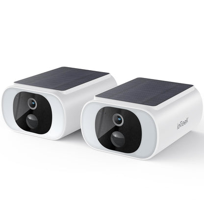 ieGeek Solar Camera Outdoor Wireless, 2K Outside Cameras for Home Security, Embedded Solar Panel, AI Motion Detection, Smart Spotlight & Alarm, No Hub Needed, 2 Pack
