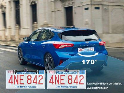 GLK Car Backup Camera HD Rear View Camera License Plate Backup Camera with Wide View Angle 6 LED Night Vision Waterproof Front & Back up Camera, Guide Line On/Off