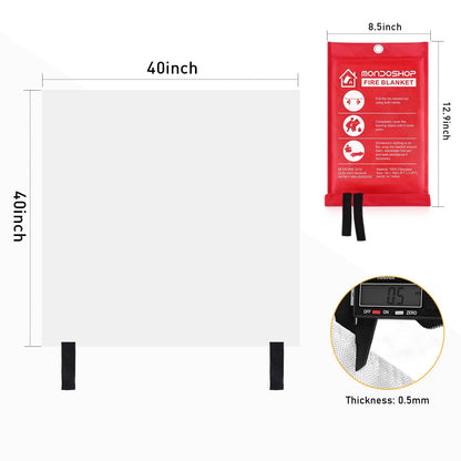 Mondoshop Fire Blankets Emergency for Kitchen Home - Emergency Fire Retardant Blanket for Home Fireproof Blanket for Camping, Grill, Car, Office, Warehouse, School, Picnic, Fireplace