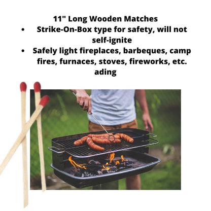 4 BOXES - 11" Fireplace Matches, Long Reach, 160 Matches Total