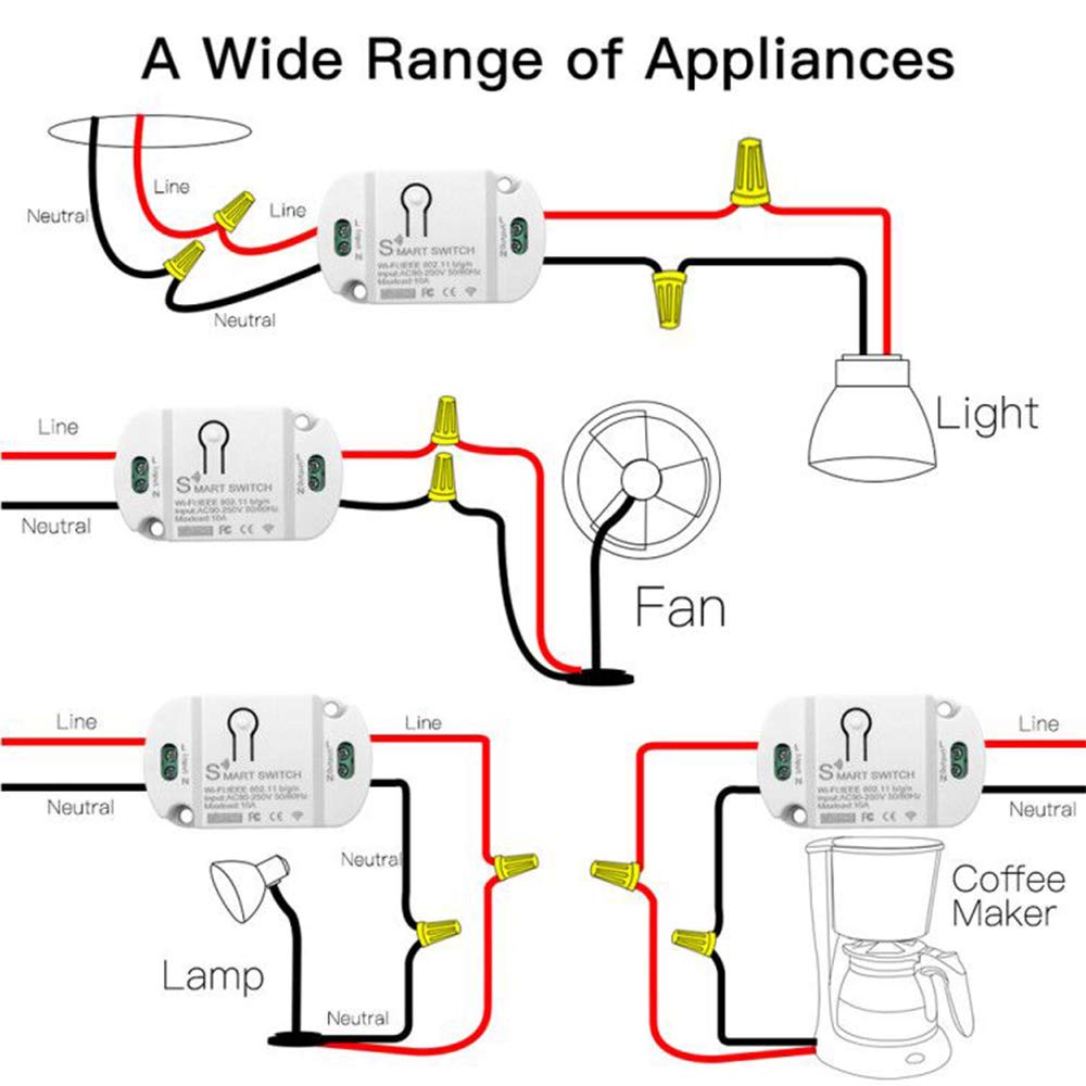 RODOT 10A Basic Wi-Fi Wireless Smart Switch for Smart Home Smart Life APP Compatible with Alexa & Google Home Assistant No Hub Required Support DIY Module (3 pcs)
