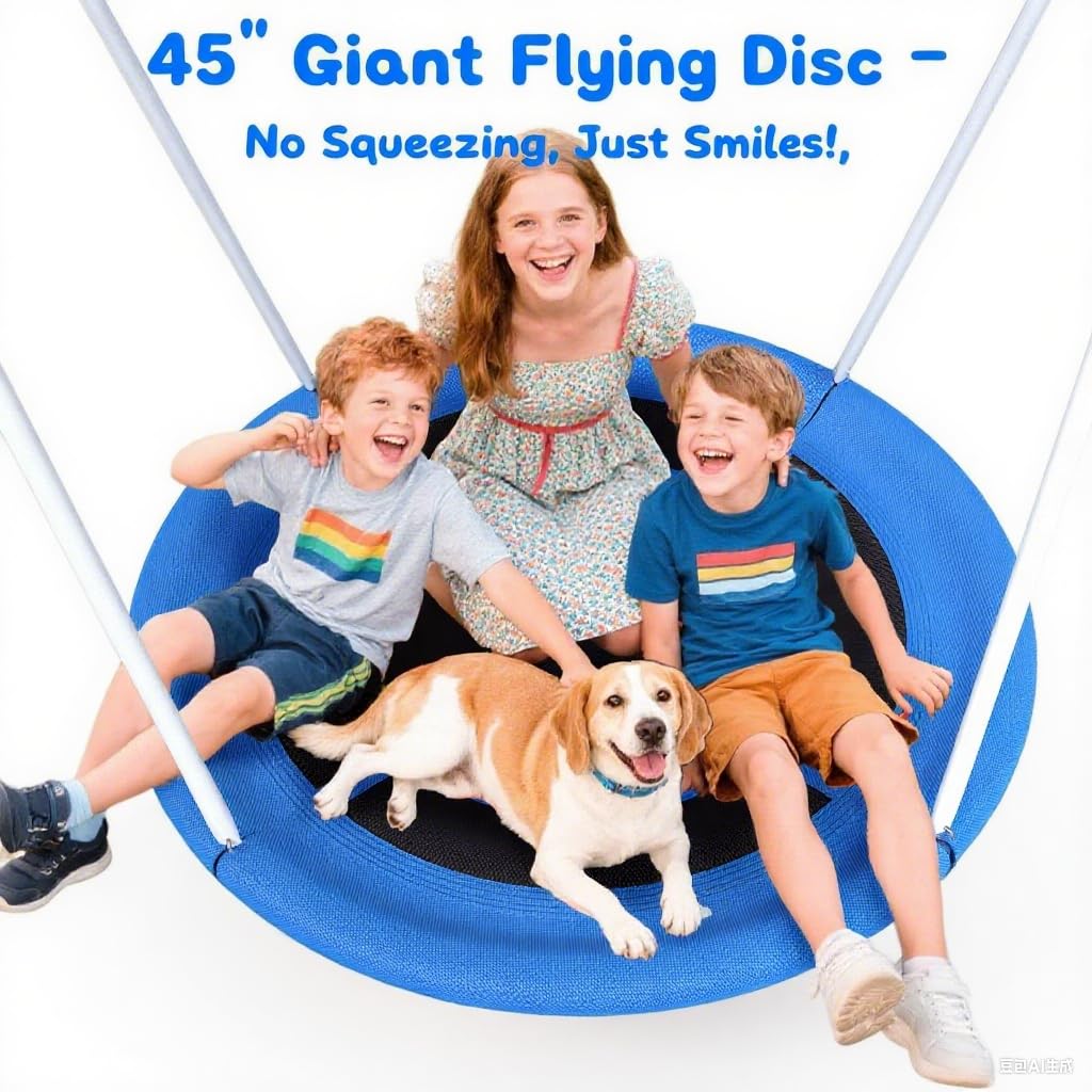 JYGOPLA Heavy Duty 500lbs Saucer Swing Set - Outdoor Metal Frame Playground Equipment for Backyard, Includes 45'' Tree Swing & Adjustable Steel Stand - Kids/Toddlers Age 3-12