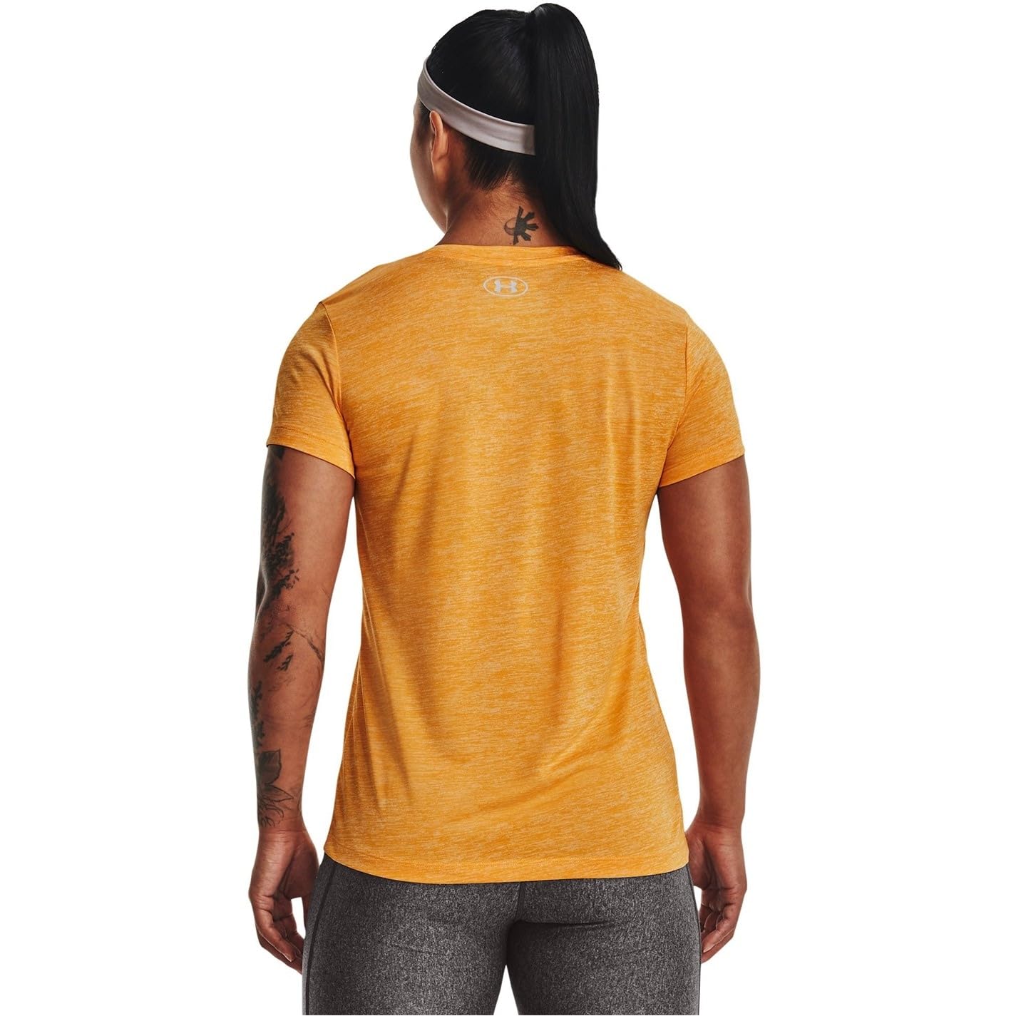 Under Armour Womens Tech V-Neck Twist Short-Sleeve T-Shirt, (782) Rise/White/Metallic Silver, X-Small