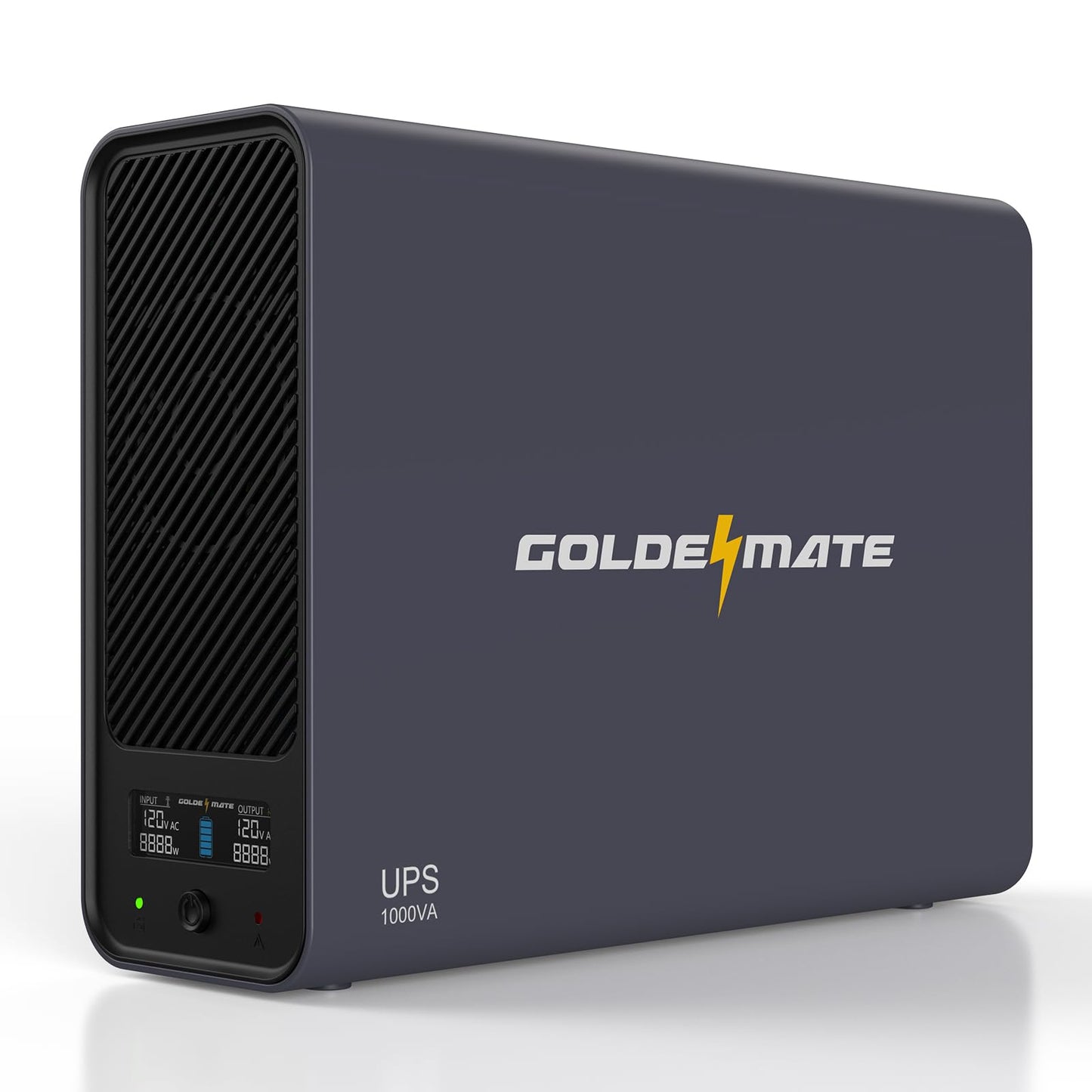 GOLDENMATE 1000VA/600W Lithium UPS Battery Backup & Surge Protector, Backup Battery Power Supply with LiFePO4 Batteries(153.6 Wh), Sinewave UPS System, 10 Years Lifespan, 8 Outlets, LCD Display, Gray