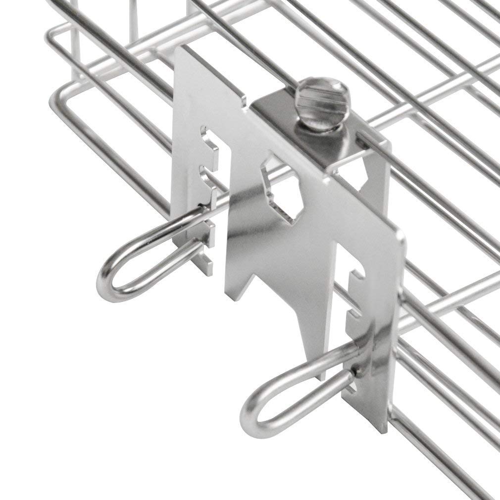 onlyfire 6042 Chrome Plating Steel Flat Grill Rotisserie Basket for Most Grills, Fits 1/2" Hexagon, 3/8" Hexagon, 3/8" Square & 5/16" Square Spit Rods