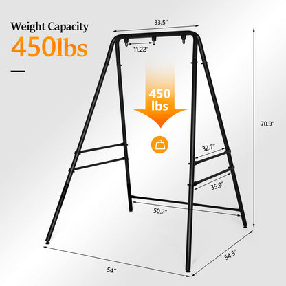 ONCLOUD Upgraded Hammock Chair Stand Metal Swing Stand Frame, Heavy Duty Steel Hammock Stand Only for Porch, Backyard, Indoor or Outdoor, Black