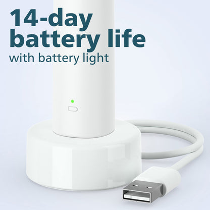 Philips Sonicare 4100 Rechargeable Electric Toothbrush, with Pressure Sensor, 2 Intensity Settings, SmarTimer and QuadPacer, 14-Day Battery Life, White, Model HX3681/23