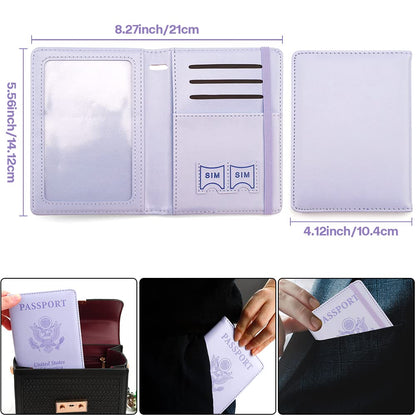 Passport Holder for Travel, Leather Passport Holder RFID Blocking Passport Cover Wallet Passport Case with Pen Holder Passport Holders for Travel Women Men Family Travels Must Haves Essentials,Purple
