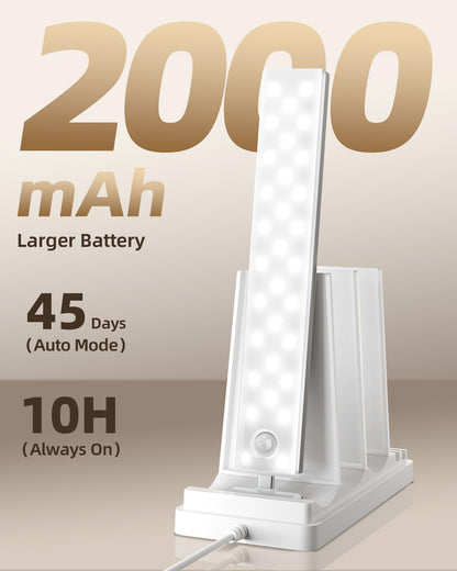 EZVALO 6-Pack Under Cabinet Lighting with Charging Station, 2000mAh Rechargeable Wireless Motion Sensor Lights, 3 Color Temps, Dimmable, Timer, Magnetic, with Remote Control for Kitchen, Closet, Stair