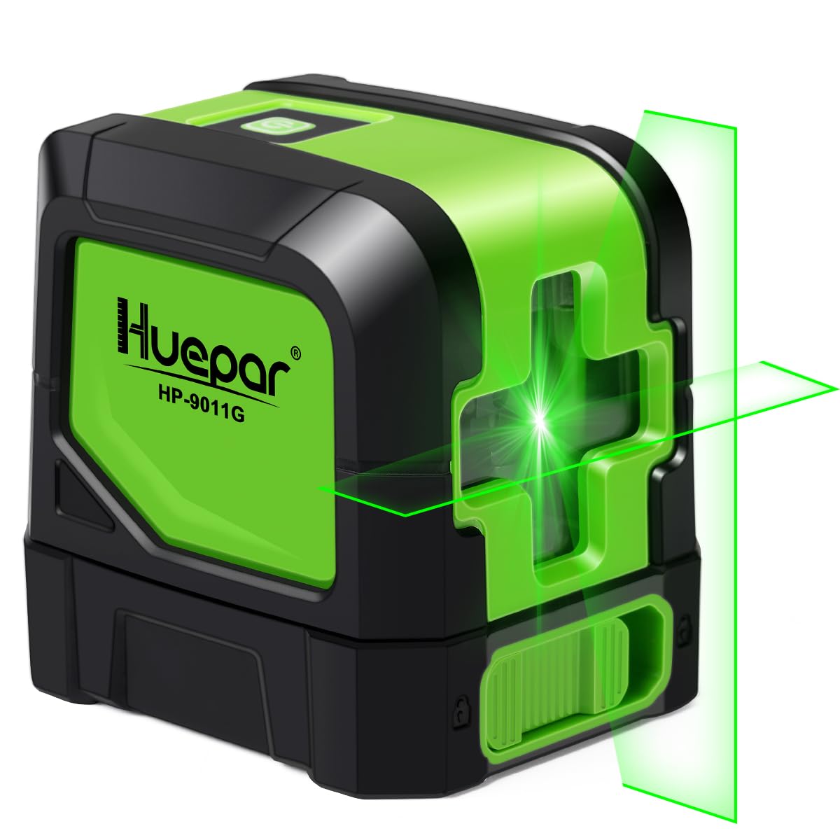 Huepar Laser Level, 100ft Self Leveling Green Cross Line Laser for Picture Hanging, Tile, Decoration & DIY Indoor Construction – 360° Magnetic Base & Battery Included