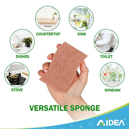 AIDEA Sponges Non Scratch, 12Count, Natural Sponge for Non Stick Cookware, Sponges Kitchen, Cellulose Scrub Sponge for Dishes, Cleaning Power for Kitchen, Bathroom, Household