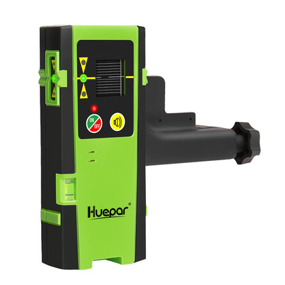 Huepar Laser Detector LR-6RG for Laser Level, Compatible with Huepar & Pro Laser Levels with Pulse Mode Only, Detect Green&Red Beams Laser Receiver, Up to 200Ft, Three-Side LED Display, Clamp Included
