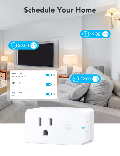 Govee Smart Plug with Energy Monitoring, WiFi Bluetooth Plug Work with Alexa and Google Assistant, 15A Smart Outlets with Timer & Group Controller, No Hub Required, ETL&FCC Certified for Home, 4 Pack