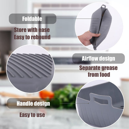 Golden Associate Silicone Liners Square for Air Fryer, 2 Pcs Non-stick Food-grade Reusable Basket Silicone Pot Baking Tray Airfryer Accessories, Top Size 9 inches, Bottom Size 8 inches