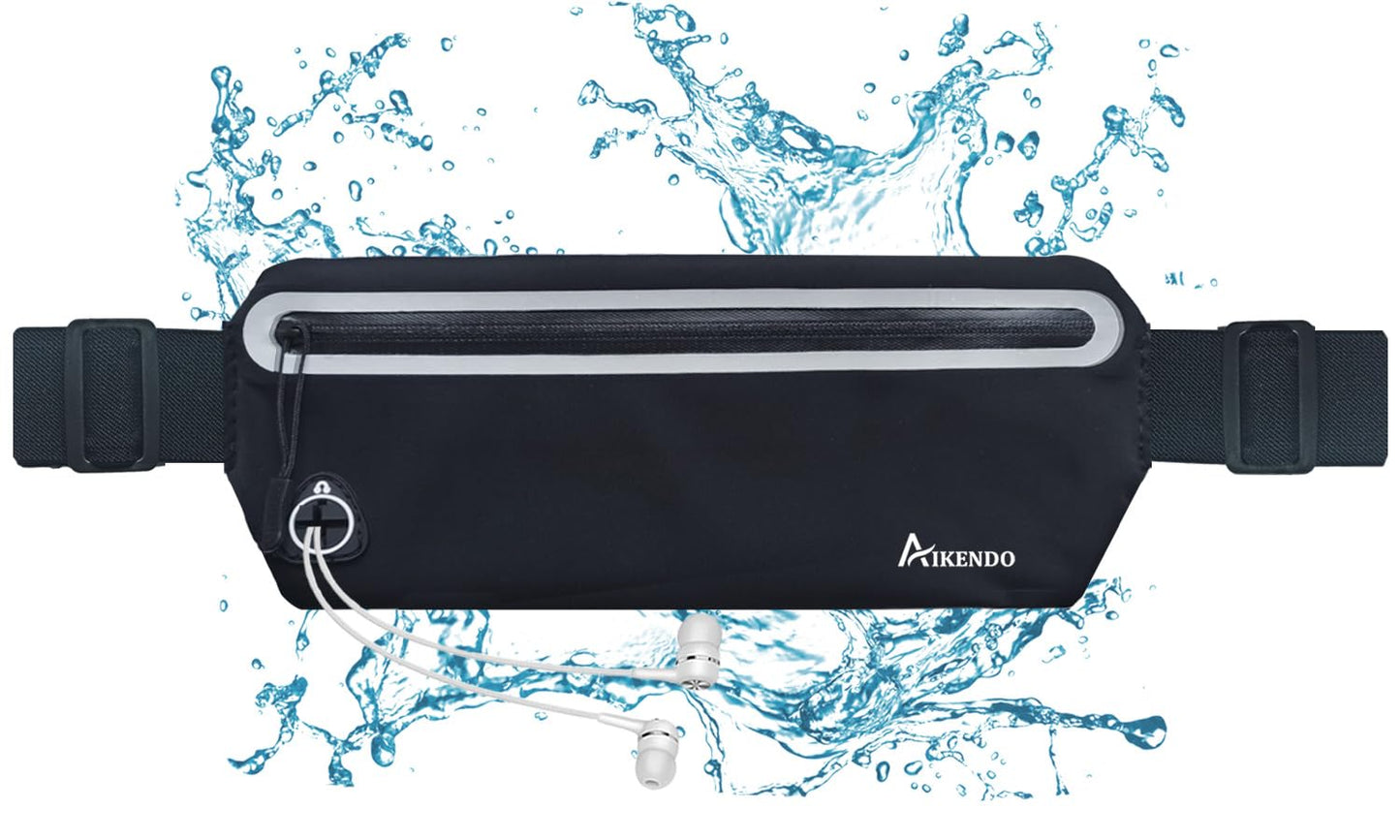 AIKENDO Slim Running Belt Fanny Pack,Runners Waist Pouch Bag Exercis Gym Waist Pack,Jogging Belt,Workout Running Accessories Phone Holder for Running