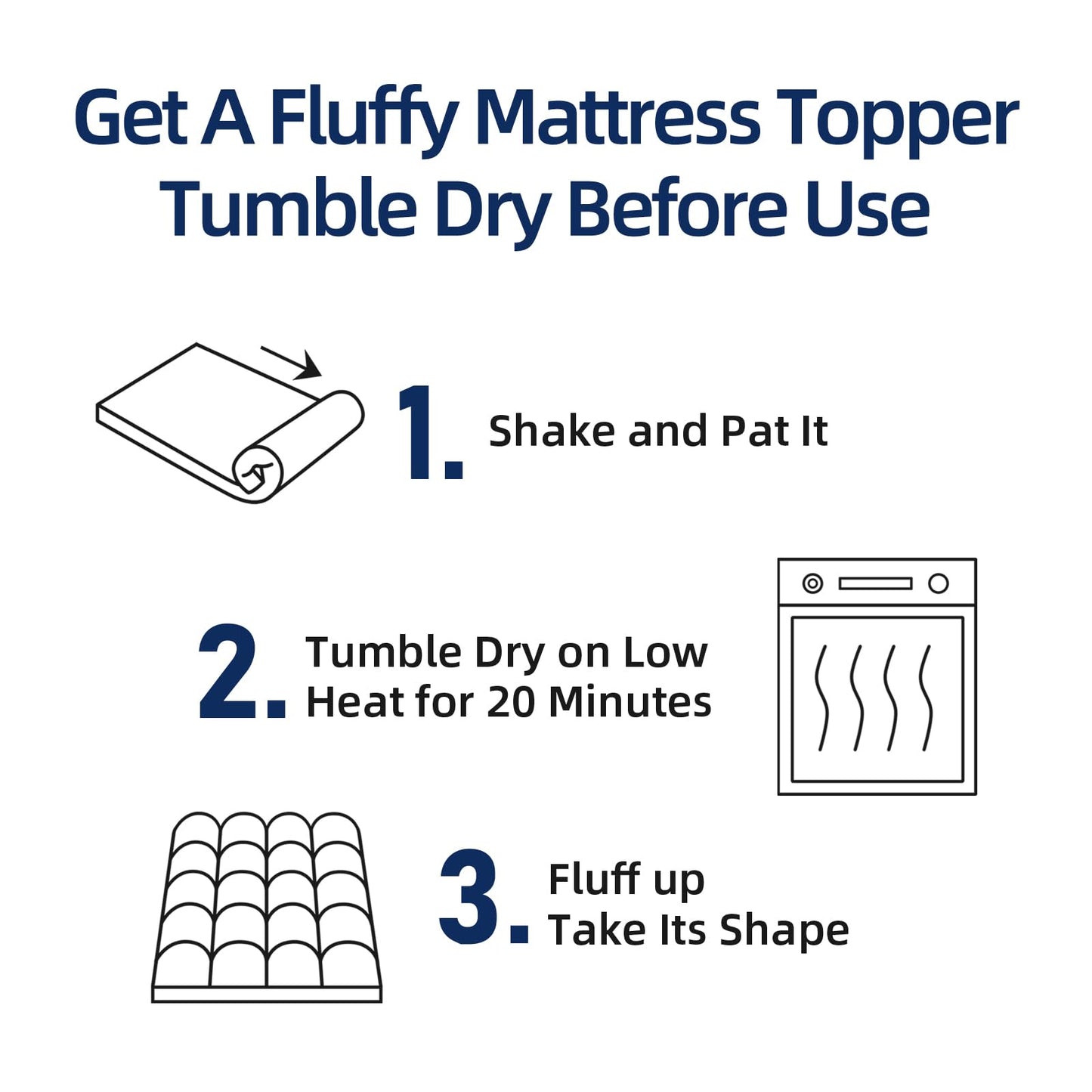 Mattress Topper Twin XL for Back Pain, Extra Thick Mattress Pad Cover, Plush Pillow Top, Deep Elastic Pocket, White