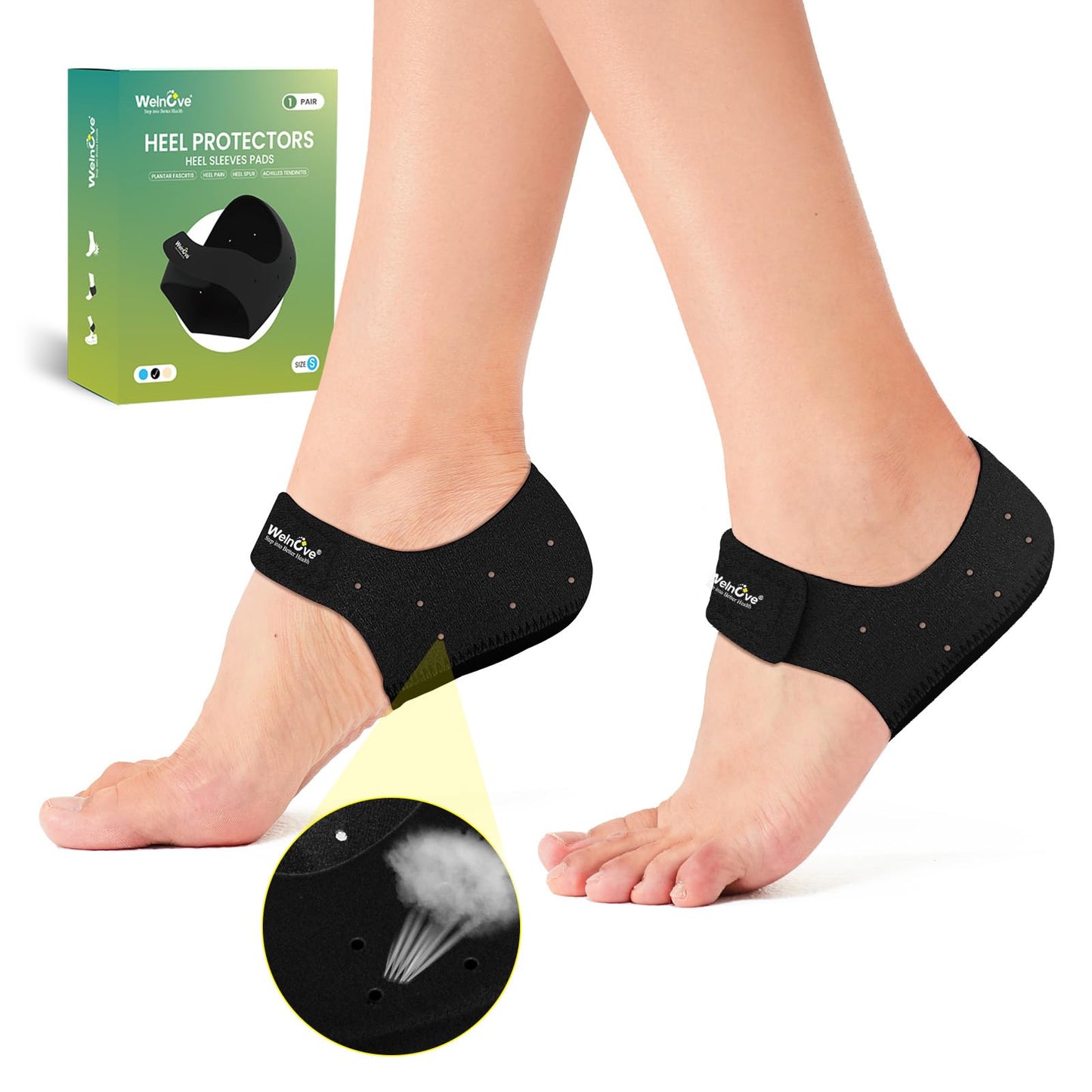 Plantar Fasciitis Gel Heel Protectors - Welnove Heel Cups for Women Men Heels Spur Pain Relief - Heel Inserts Pads for Achilles Tendonitis Dry Cracked Heel Support Cushion (W 4.5-9 / M 5-8)
