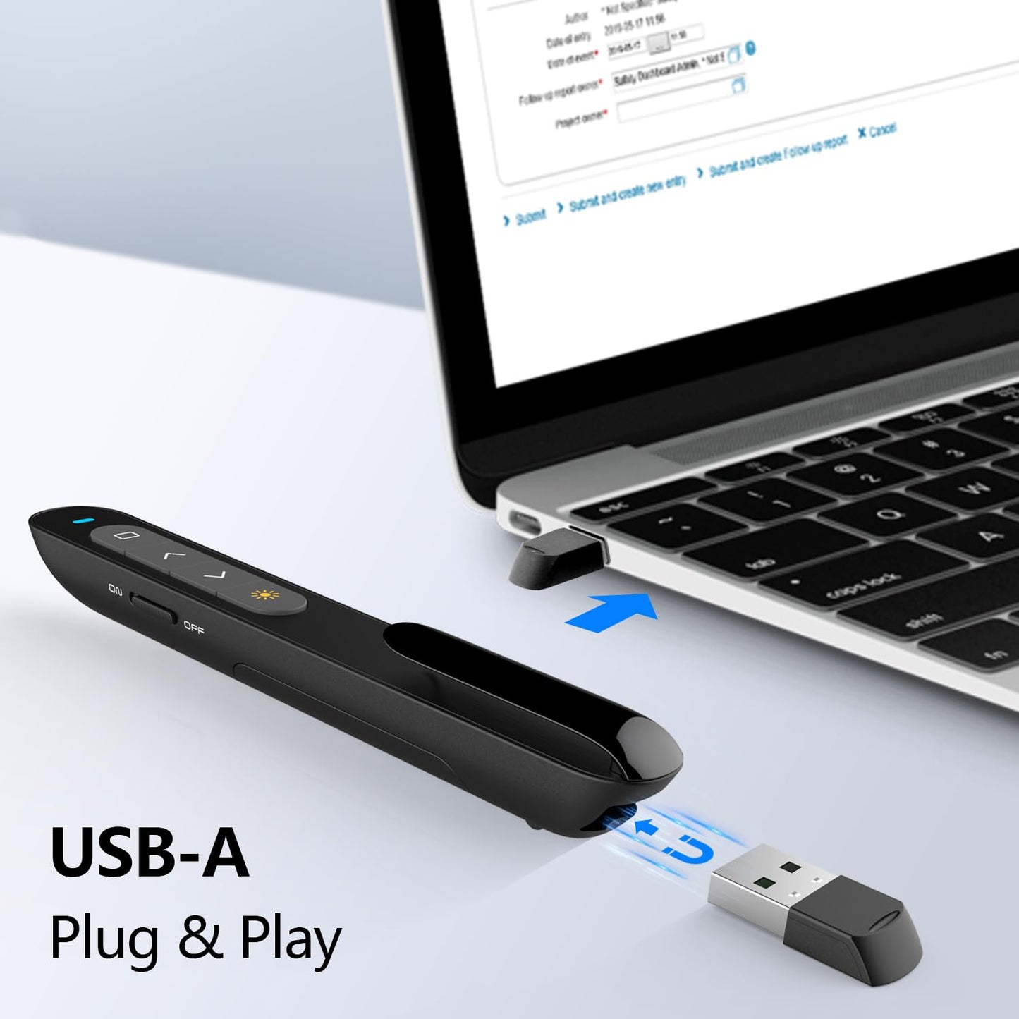 Norwii N76 Rechargeable Presentation clicker with Pointer, Long Range Presentation Remote, Wireless Presenter for PowerPoint Presentations, Slide Control (Black with Red Light)