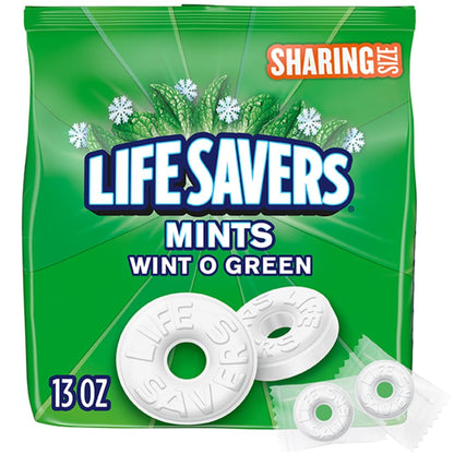 LIFE SAVERS Wint-O-Green Flavor Breath Mints Hard Candy, Sharing Size, LIFE SAVERS Hard Candy, 13 oz Bag