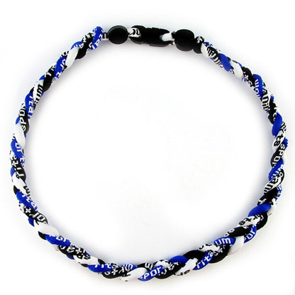 MapofBeauty 18 Inch Sport Style Three Colors Fashion Three Braided Rope Tornado Necklace (Royal Blue/Black/White)