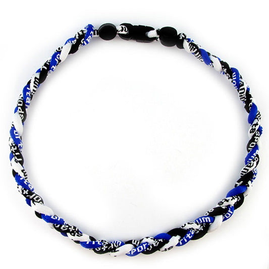 MapofBeauty 18 Inch Sport Style Three Colors Fashion Three Braided Rope Tornado Necklace (Royal Blue/Black/White)