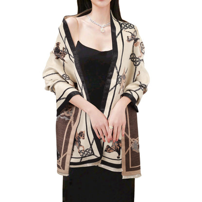 EXTREE Scarfs for Women Pashmina Silky Shawl Wrap for Evening Dressing Blanket Open Front Poncho Cape