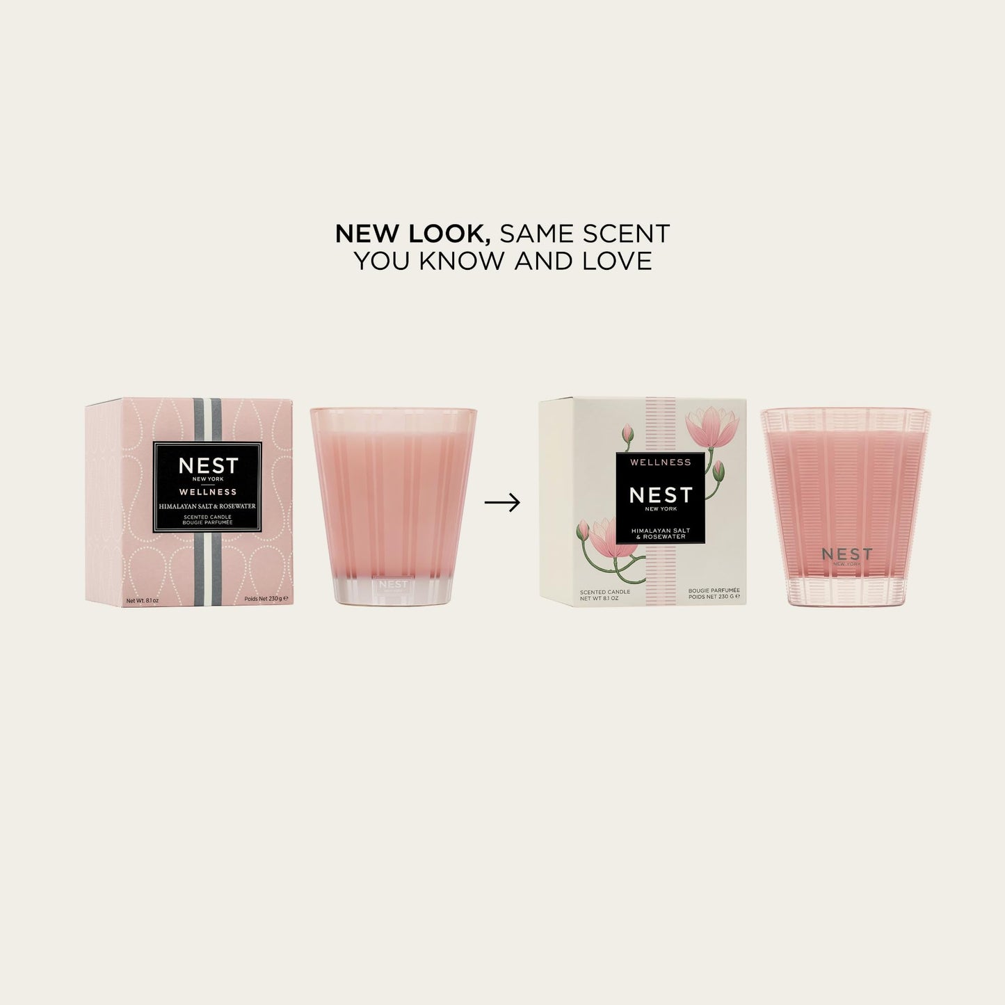 NEST New York Scented Classic Candle, Himalayan Salt & Rosewater - 8.1 oz - Up to 60-Hour Burn Time - Reusable Glass Vessel