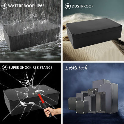 LeMotech Project Box ABS Plastic Junction Box IP65 Waterproof Hobby Box Electrical Boxes Universal Enclosure for Electronic Black 7.8 x 4.7 x 2.2 inch(200x120x56mm)（Pack of 1