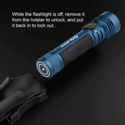 OLIGHT Seeker 4 Pro Rechargeable Flashlights, 4600 Lumens High Powerful Bright Light with USB C Holster, Waterproof IPX8 for Emergencies, Camping, Searching (Midnight Blue Cool White)