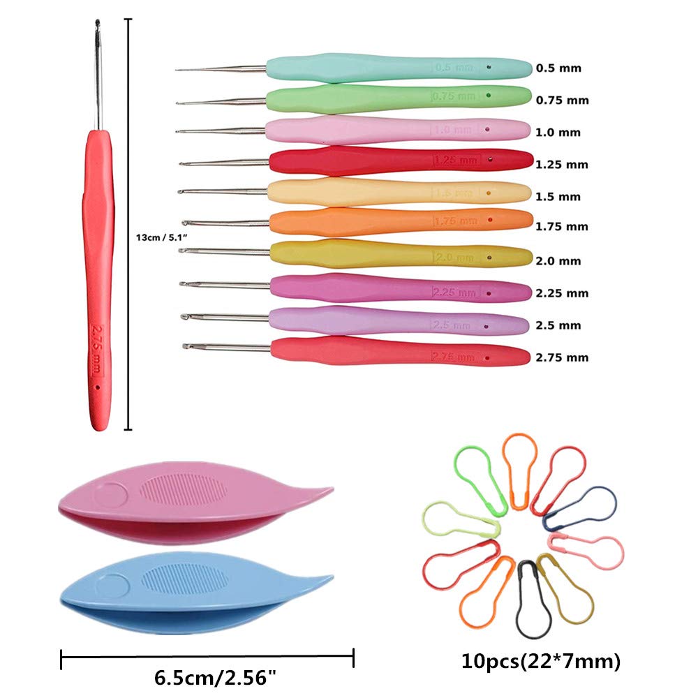 Lewhoo 15 Crochet Thread Balls & 10 Lace Crochet Hooks with Storage Bag, 100% Cotton Thread with 2 Tatting Shutters Tools