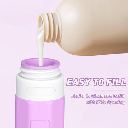 Redfly Travel Bottles for Toiletries, 3oz Tsa Approved Travel Size Containers, BPA Free Leak Proof Squeezable Containers for Toiletries, Silicone Refillable Essentials for Shampoo Conditioner Purple