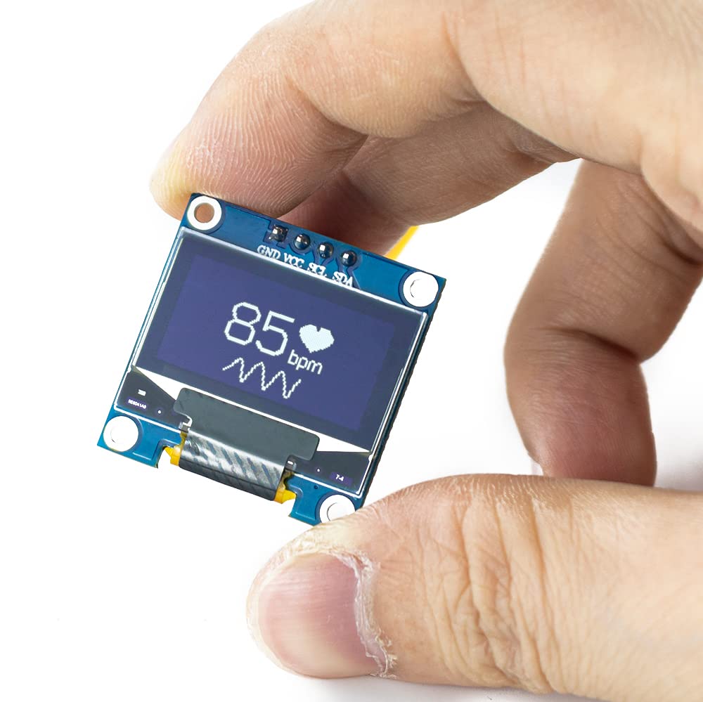 Hosyond 5 Pcs 0.96 Inch OLED I2C IIC Display Module 12864 128x64 Pixel SSD1306 Mini Self-Luminous OLED Screen Board Compatible with Arduino Raspberry Pi (White)