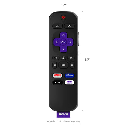 Roku TV Remote Control (Official Manufacturer Product) - Simple Setup, & Pre-Set App Shortcuts - Replacement Remote Compatible with RokuTV Models ONLY (Not Roku Players)