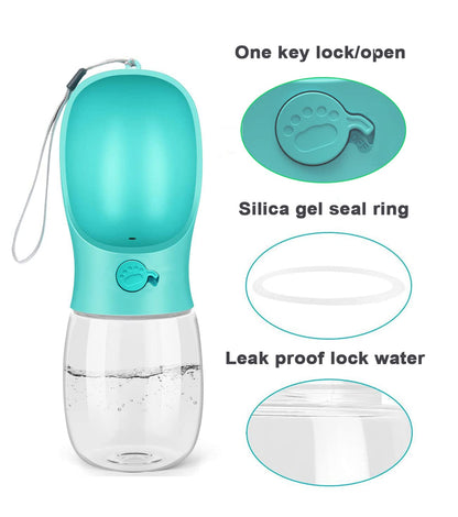 Kalimdor Dog Water Bottle, Leak Proof Portable Puppy Water Dispenser with Drinking Feeder for Pets Outdoor Walking, Hiking, Travel, Food Grade Plastic (12oz Blue)