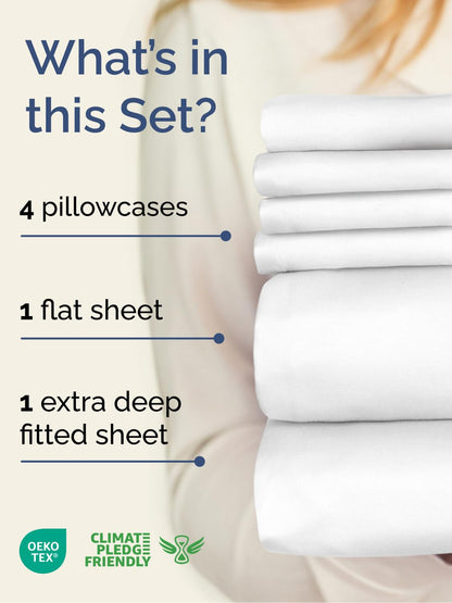 Extra Deep King Sheet Set - 6 Piece Breathable and Cooling Sheets - Hotel Luxury Bed Sheets Set - Easy & Secure Fit - Soft, Wrinkle Free and Comfy Sheets Set - White Sheet Set with Extra Deep Pockets