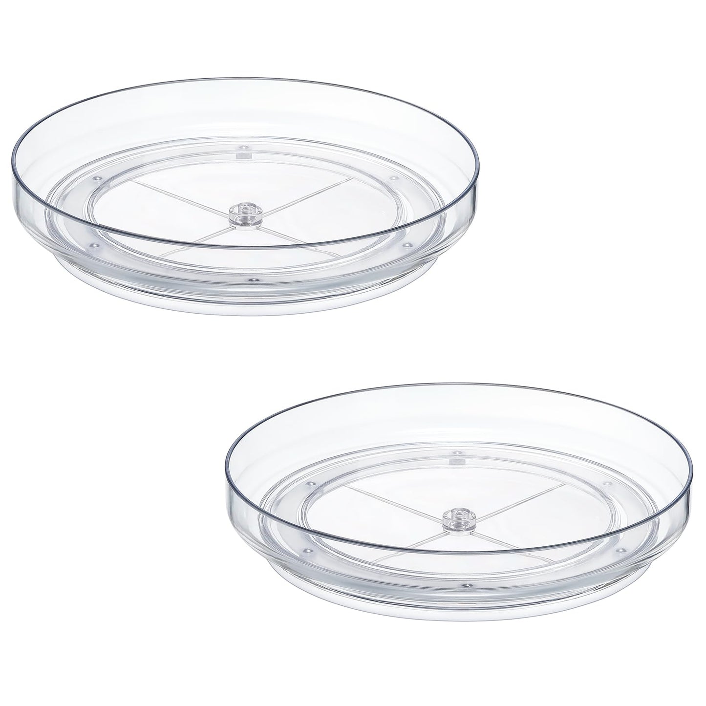 2 Pack 9 Inch Clear Acrylic Lazy Susan, Non-Skid Turntable Organizer for Cabinet, Kitchen, Pantry Organization Storage, Refrigerator, Vanity Makeup, Bathroom Countertop Organizing, Rotating Spice Rack