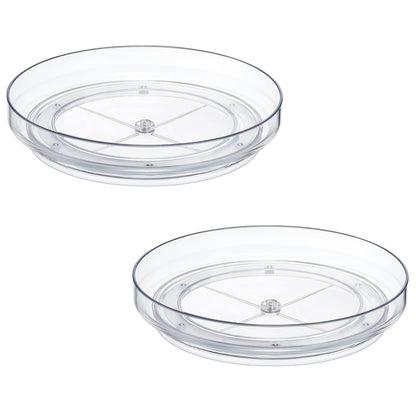 2 Pack 9 Inch Clear Acrylic Lazy Susan, Non-Skid Turntable Organizer for Cabinet, Kitchen, Pantry Organization Storage, Refrigerator, Vanity Makeup, Bathroom Countertop Organizing, Rotating Spice Rack