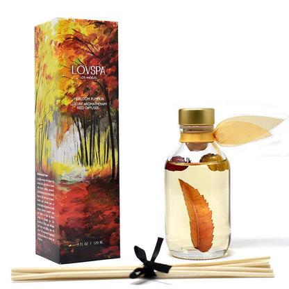 LOVSPA Reed Diffuser Set, Heirloom Pumpkim Scented Oil Diffuser with Sticks, Home Fragrance Accessories for Bathroom Shelf Decor, Aroma Diffusers for Home or Office Fall Decor, USA Made