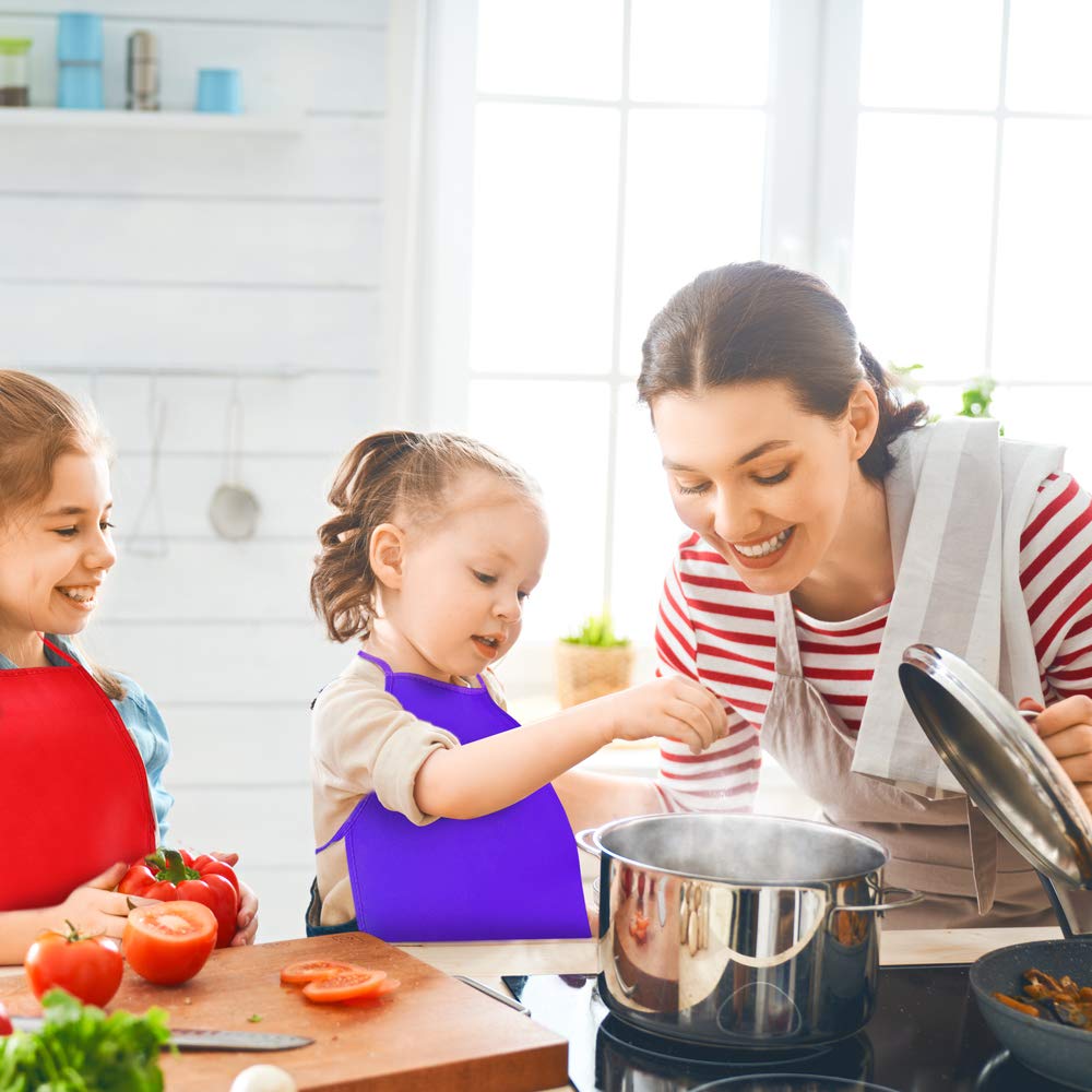 Pllieay 12 Pieces Kids Aprons Fabric Aprons for 3-7 Years Non Woven Kids Artist Apron Applied in Kitchen, Classroom, Community Event, Party, Crafts and Art Painting Activity