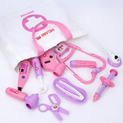 Meland Toy Doctor Kit for Girls - Pretend Play Doctor Set with Dog Toy, Carrying Bag, Stethoscope Toy & Dress Up Costume - Doctor Play Gift for Kids Toddlers Ages 3 4 5 6 Year Old for Role Play