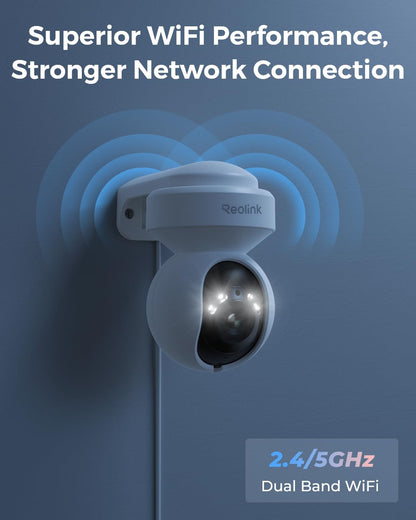 REOLINK Outdoor Security Camera System, 5MP PTZ WiFi Cameras with Auto Tracking, Plug-in Power, microSD Card Included, Supports Max.512GB×2 Storage, 24/7 Offline Recording, Home Hub with 2x E1 Outdoor