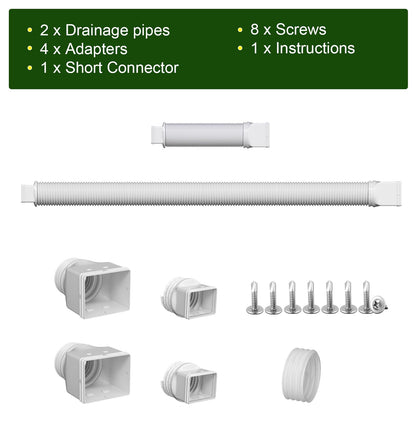 Ogutter Rain Gutter Downspout Extensions, Downspout Extender for Rainwater Drainage Flexible, Extendable 58"+66" Down Spout Drain Extension Pipes (2 Pack, White)