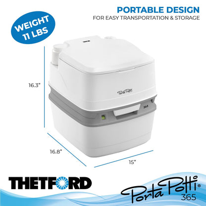 Porta Potti Thetford Porta Potti 365 Portable Toilet (for RV, Marine, Camping, Vans, Trucks, Healthcare) 92820, White