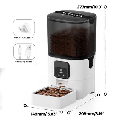 PAPIFEED 5G WiFi Automatic Cat Feeders: Smart Automatic Cat Food Dispenser with Slow Feeding Mode, Detachable for Easy Cleaning, Pet Feeder with Alexa, 1-30 Meals Per Day for Multiple Pets (6L/25 Cup)