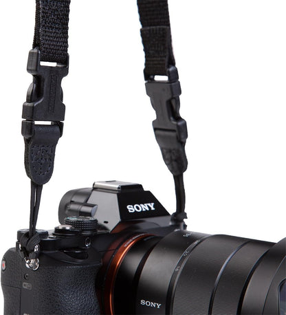 OP/TECH USA Super Classic Camera Neck Strap - UNI Loop Design with Padded Neoprene, Control-Stretch System, and Quick Disconnects - Ideal for Photographers' Comfort (Black)