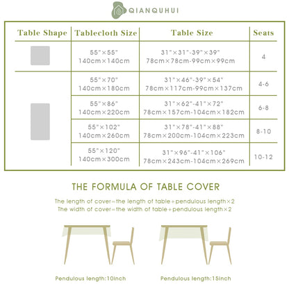 QIANQUHUI Embroidered Tablecloth for Dining Table,Dust Proof Spillproof Soil Resistant Cotton Linen Rectangle Table Cloths (Coffee Wheat, Rectangle/Oblong, 55'x120'', 10-12 Seats)