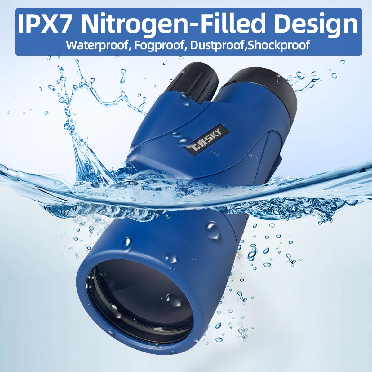 Gosky Monoculars Telescope, 12x55 HD Monocular for Adult with BAK4 Prism & FMC Lens, Lightweight Monocular with Smartphone Adapter Suitable for Bird Watching Hunting (Blue)